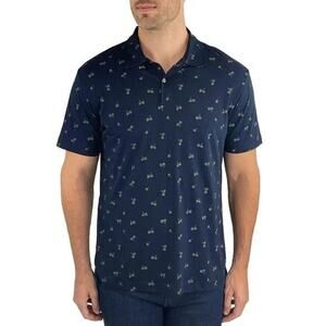 Jachs New York Large Navy Blue w/ Olive Palm Trees Pima Cotton Polo Shirt